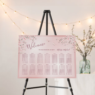 Cherry Blossoms Pink White Wedding Seating Chart Foam Board