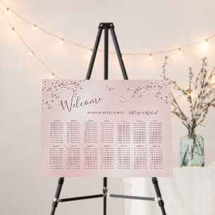 Cherry Blossoms Pink White Wedding Seating Chart Foam Board