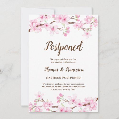 Cherry Blossoms Postponed Wedding Announcement