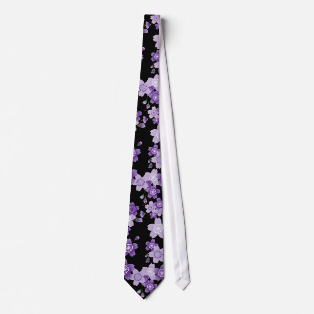 Cherry Blossoms Purple Sakura Tie (Front)