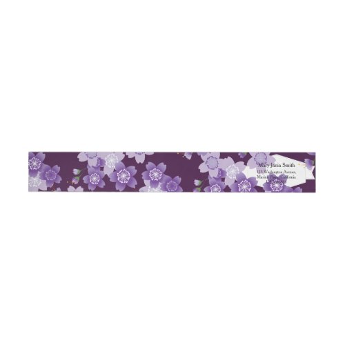 Cherry Blossoms Purple Sakura Wrap Around Label