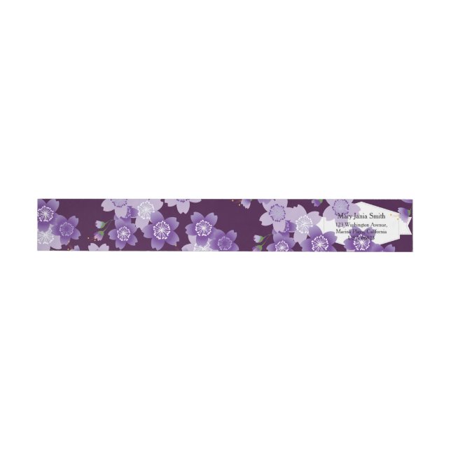 Cherry Blossoms Purple Sakura Wrap Around Label (Individual)