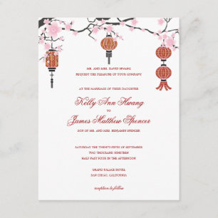 Cherry Blossoms & Red Lanterns Wedding Cards