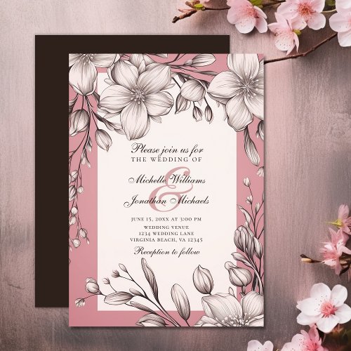 Cherry Blossoms Romantic Spring Floral Wedding Invitation