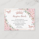 Cherry Blossoms Rose Gold Butterflies Quinceañera Enclosure Card<br><div class="desc">These pretty cherry blossoms floral Quinceañera / Sweet 16 / 18th Birthday enclosure cards features beautiful pink cherry blossoms and rose gold butterflies. Simply click the customize it further button to edit the texts, change fonts and fonts colors. Use these enclosure cards for extra details, parking / location / map...</div>