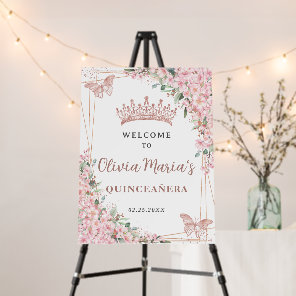 Cherry Blossoms Rose Gold Butterflies Quinceañera  Foam Board