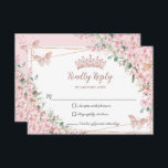 Cherry Blossoms Rose Gold Butterflies Quinceañera RSVP Card<br><div class="desc">This pretty floral Quinceañera / Sweet 16 RSVP card features cherry blossoms flowers,  rose gold princess crown and butterflies. Simply click the customize it further button to edit the texts,  change fonts and fonts colors. Matching items available in store. (c) Somerset Fine Paperie</div>