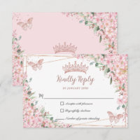 Cherry Blossoms Rose Gold Butterflies Quinceañera