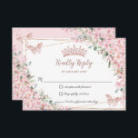 Cherry Blossoms Rose Gold Butterflies Quinceañera RSVP Card<br><div class="desc">This pretty floral Quinceañera / Sweet 16 RSVP card features cherry blossoms flowers,  rose gold princess crown and butterflies. Simply click the customize it further button to edit the texts,  change fonts and fonts colors. Matching items available in store. (c) Somerset Fine Paperie</div>