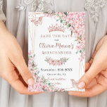 Cherry Blossoms Rose Gold Butterflies Quinceañera Save The Date<br><div class="desc">Personalize this pretty cherry blossoms Quinceañera / Sweet 16 birthday save the date easily and quickly. Simply click the customize it further button to edit the texts, change fonts and fonts colors. Featuring beautiful watercolor cherry blossoms flowers, rose gold butterflies and a rose gold geometric frame. Matching items available in...</div>