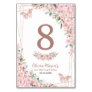 Cherry Blossoms Rose Gold Butterflies Quinceañera Table Number