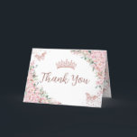 Cherry Blossoms Rose Gold Butterflies Quinceañera Thank You Card<br><div class="desc">This pretty cherry blossoms floral Quinceañera / Sweet 16 Folded Tent Style Thank You Card features beautiful pink cherry blossoms, a rose gold crown and butterflies. Simply click the customize it further button to edit the texts, change fonts and fonts colors. Matching items available in store. (c) Somerset Fine Paperie...</div>
