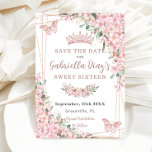 Cherry Blossoms Rose Gold Butterflies Sweet 16 Save The Date<br><div class="desc">Personalize this pretty cherry blossoms Quinceañera / Sweet 16 birthday save the date easily and quickly. Simply click the customize it further button to edit the texts, change fonts and fonts colors. Featuring beautiful watercolor cherry blossoms flowers, rose gold butterflies and a rose gold geometric frame. Matching items available in...</div>