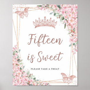 Cherry Blossoms Rose Gold Butterflies Sweet Treat Poster