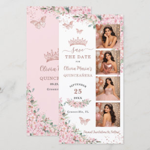 Cherry Blossoms Rose Gold Photo Booth Quinceanera Save The Date