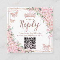 Cherry Blossoms Rose Gold Quinceanera QR Code