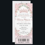 Cherry Blossoms Rose Gold Quinceañera VIP Ticket Invitation<br><div class="desc">Personalize this pretty cherry blossoms Quinceañera / Sweet 16 birthday ticket style invitation easily and quickly. Simply click the customize it further button to edit the texts, change fonts and fonts colors. Featuring beautiful watercolor cherry blossoms flowers, rose gold butterflies and a rose gold geometric frame. Matching items available in...</div>