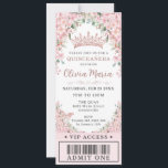 Cherry Blossoms Rose Gold Quinceañera VIP Ticket Invitation<br><div class="desc">Personalize this pretty cherry blossoms Quinceañera / Sweet 16 birthday ticket style invitation easily and quickly. Simply click the customize it further button to edit the texts, change fonts and fonts colors. Featuring beautiful watercolor cherry blossoms flowers, rose gold butterflies and a rose gold geometric frame. Matching items available in...</div>