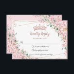 Cherry Blossoms Rose Gold Sweet 16 Quinceañera XV RSVP Card<br><div class="desc">This pretty floral Quinceañera / Sweet 16 RSVP card features pretty cherry blossoms flowers and a modern rose gold geometric frame.  Simply click the customize it further button to edit the texts,  change fonts and fonts colors. Matching items available in store. (c) Somerset Fine Paperie</div>