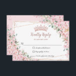 Cherry Blossoms Rose Gold Sweet 16 Quinceañera XV RSVP Card<br><div class="desc">This pretty floral Quinceañera / Sweet 16 RSVP card features pretty cherry blossoms flowers and a modern rose gold geometric frame.  Simply click the customize it further button to edit the texts,  change fonts and fonts colors. Matching items available in store. (c) Somerset Fine Paperie</div>