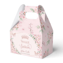 Cherry Blossoms Rose Gold Sweet Sixteen Birthday Favor Boxes