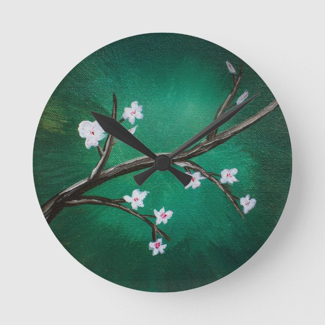 Cherry Blossoms Round Clock (Front)