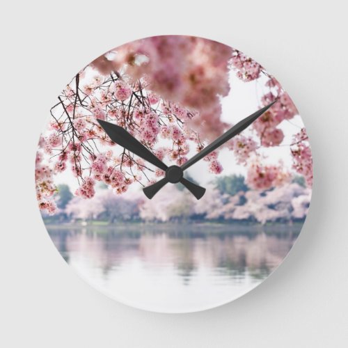 Cherry Blossoms Round Clock