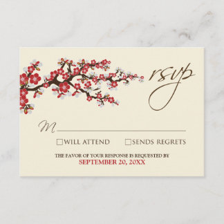Cherry Blossoms RSVP Card (cranberry)