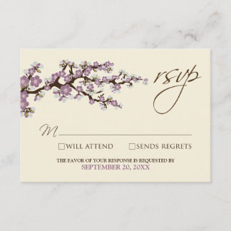 Cherry Blossoms RSVP Card (lavender)