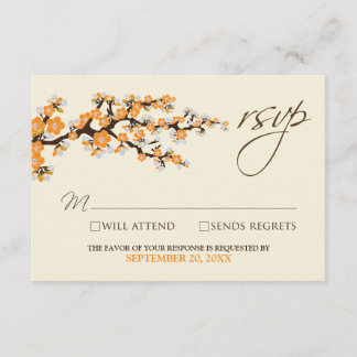 Cherry Blossoms RSVP Card (orange)