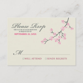 Cherry Blossoms RSVP Card (pink/grey)