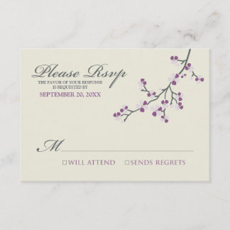 Cherry Blossoms RSVP Card (purple/grey)