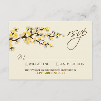 Cherry Blossoms RSVP Card (yellow)