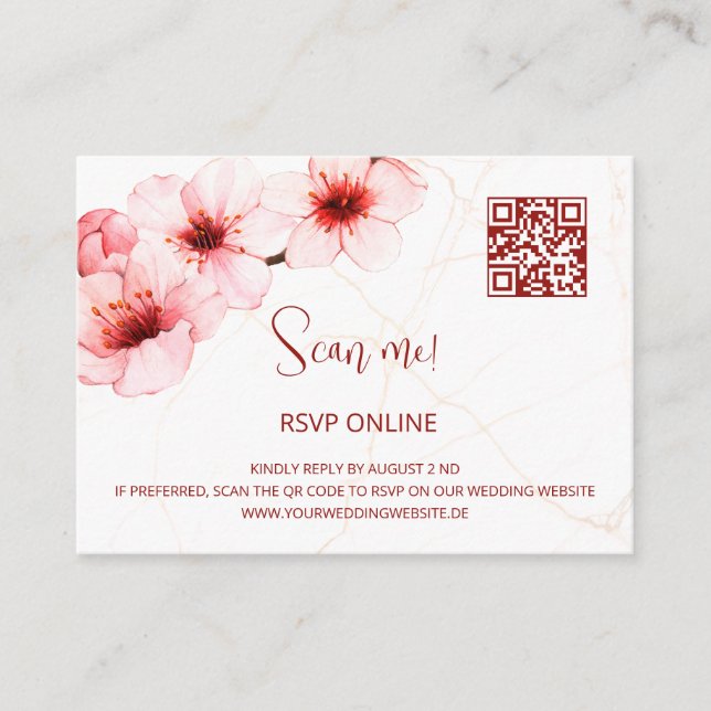 Cherry Blossoms RSVP Online | QR Code Enclosure Ca (Front)