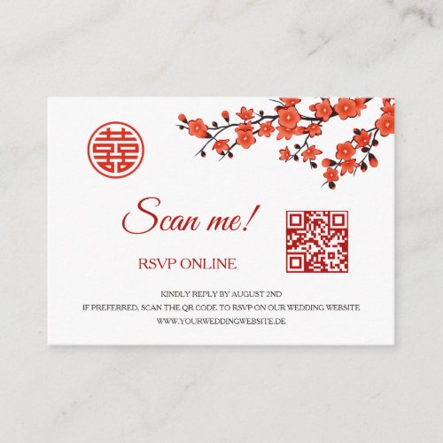 Cherry Blossoms RSVP Online  QR Code Enclosure Card