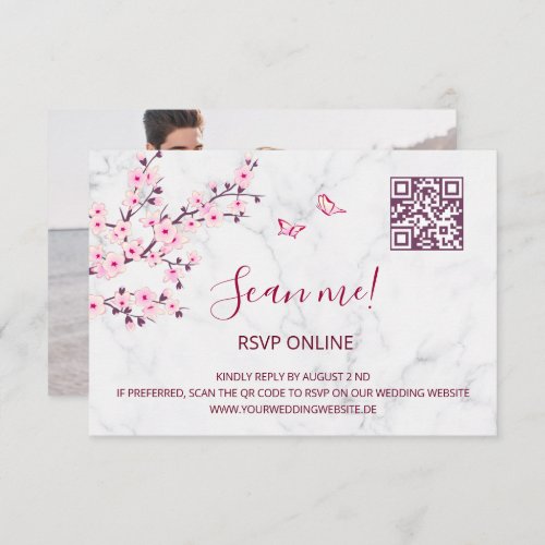 Cherry Blossoms RSVP Online  QR Code Enclosure Card