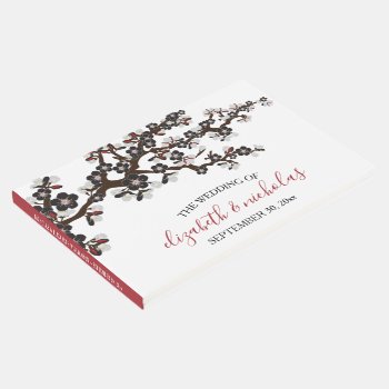 Cherry Blossoms Sakura Japanese Floral Flowers Guest Book by TheWeddingShoppe at Zazzle