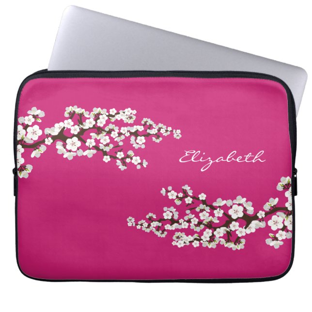 Cherry Blossoms Sakura Laptop Sleeve (fuschia) (Front)