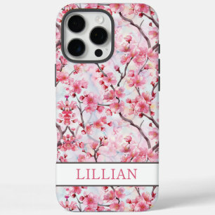 Cherry Blossoms Sakura Monogrammed iPhone 16 Pro Max Case