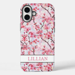 Cherry Blossoms Sakura Monogrammed iPhone 16 Plus Case