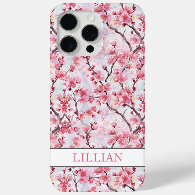 Cherry Blossoms Sakura Monogrammed Case-Mate iPhone Case (Back)