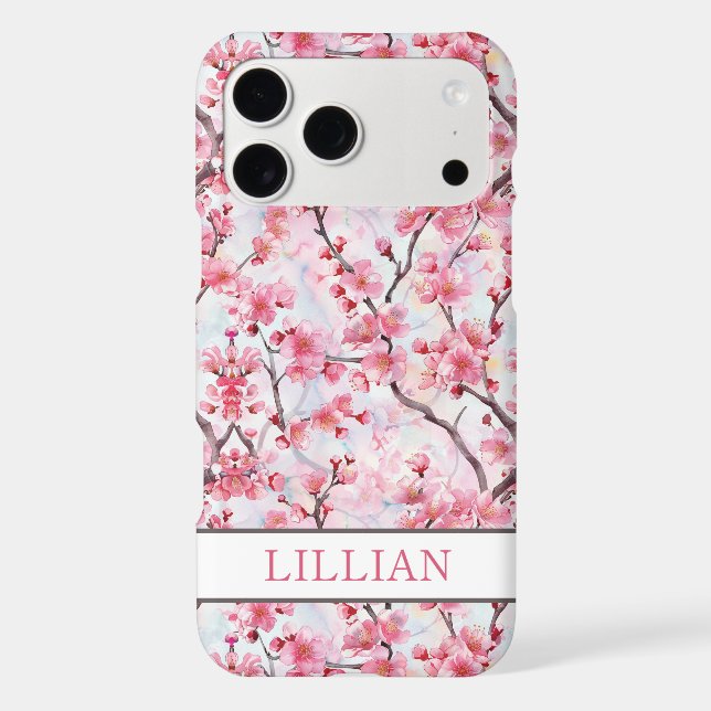 Cherry Blossoms Sakura Monogrammed Iphone Case (Back)