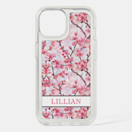 Cherry Blossoms Sakura Monogrammed iPhone 15 Case