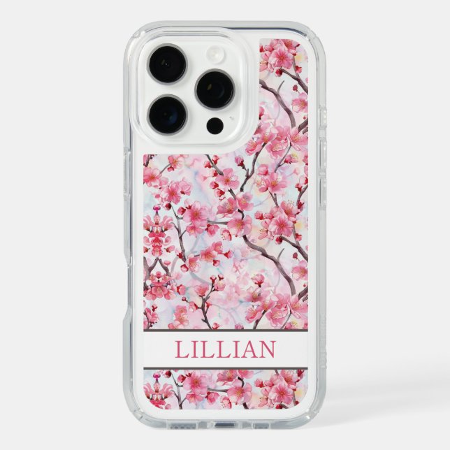Cherry Blossoms Sakura Monogrammed Speck iPhone Case (Front)