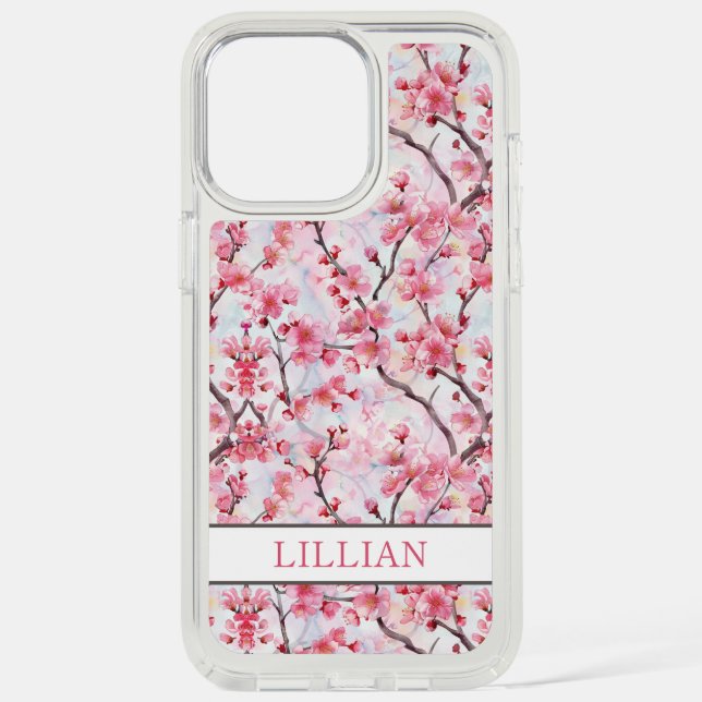 Cherry Blossoms Sakura Monogrammed Speck iPhone Case (Front)