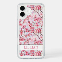 Cherry Blossoms Sakura Monogrammed iPhone 16 Plus Case