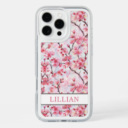 Cherry Blossoms Sakura Monogrammed iPhone 16 Pro Max Case