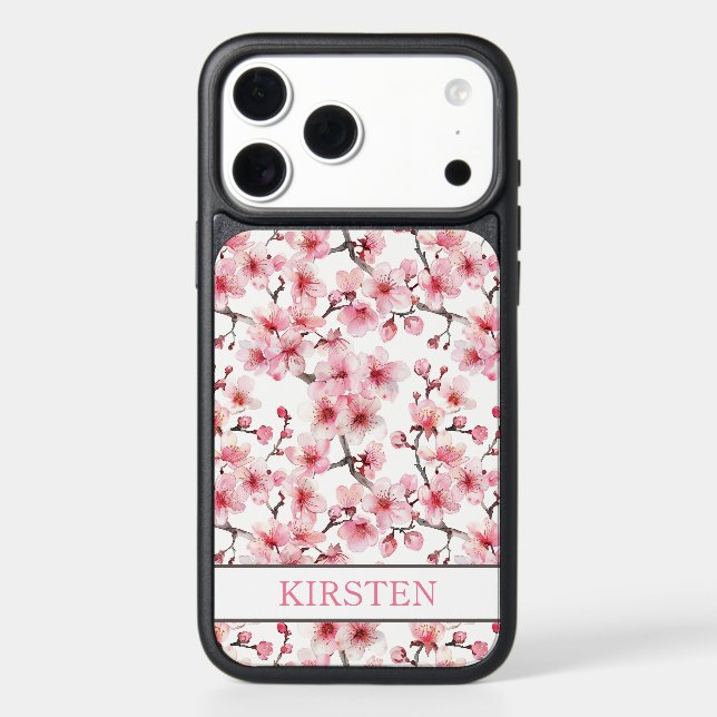 Cherry Blossoms Sakura Pattern Monogrammed Otterbox iPhone Case (Back)