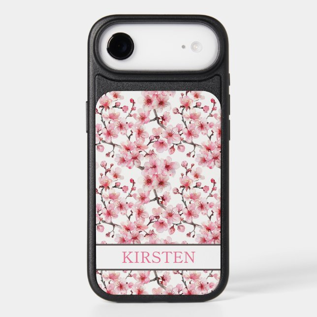 Cherry Blossoms Sakura Pattern Monogrammed Otterbox iPhone Case (Back)