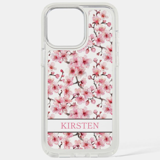 Cherry Blossoms Sakura Pattern Monogrammed Speck iPhone Case (Front)